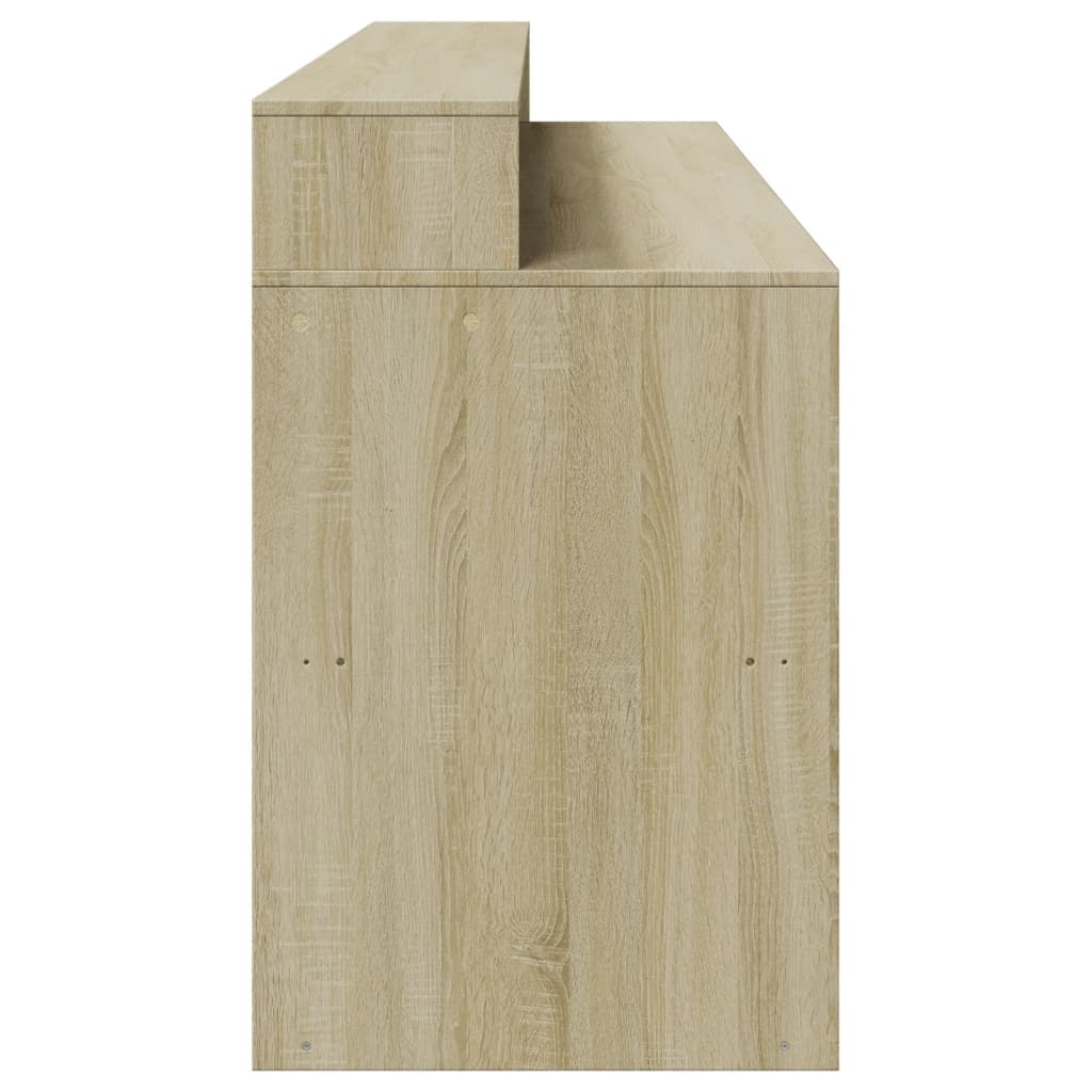 skrivebord med LED-lys 200x55x91 cm konstrueret træ sonoma-eg