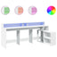 skrivebord med LED-lys 200x104x91 cm konstrueret træ hvid