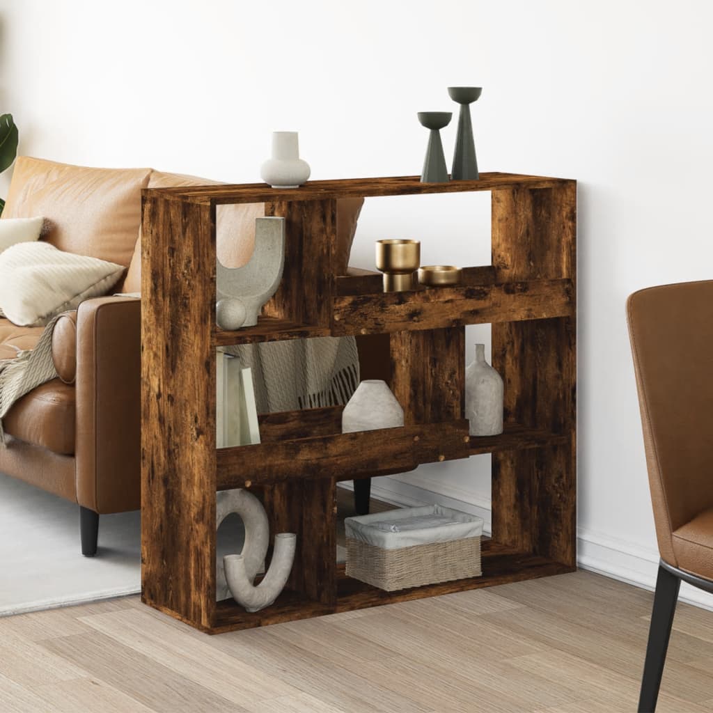 rumdeler 100x33x94,5 cm konstrueret træ røget egetræsfarve