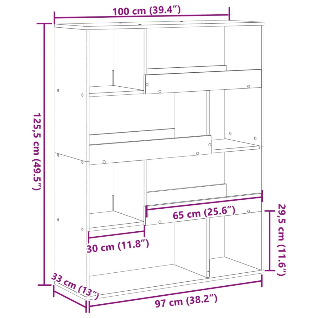 rumdeler 100x33x125,5 cm konstrueret træ hvid