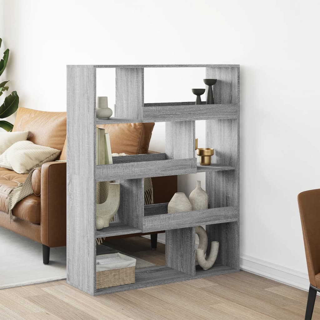 rumdeler 100x33x125,5 cm konstrueret træ grå sonoma-eg