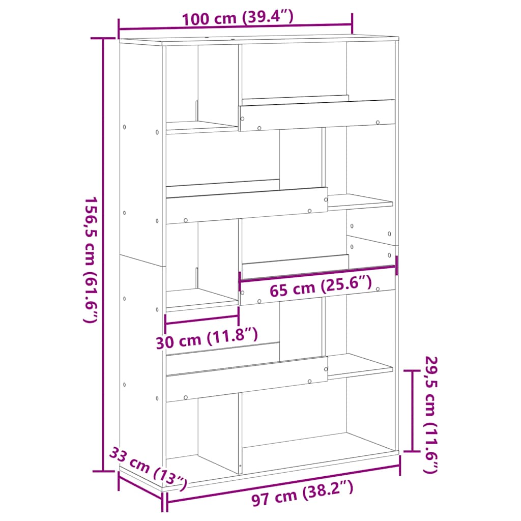 rumdeler 100x33x156,5 cm konstrueret træ sort