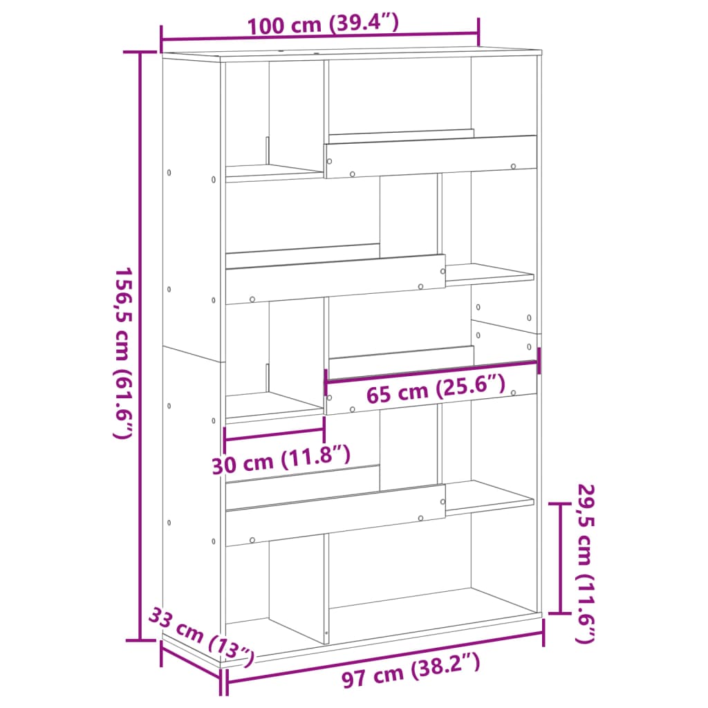 rumdeler 100x33x156,5 cm konstrueret træ antikt træ