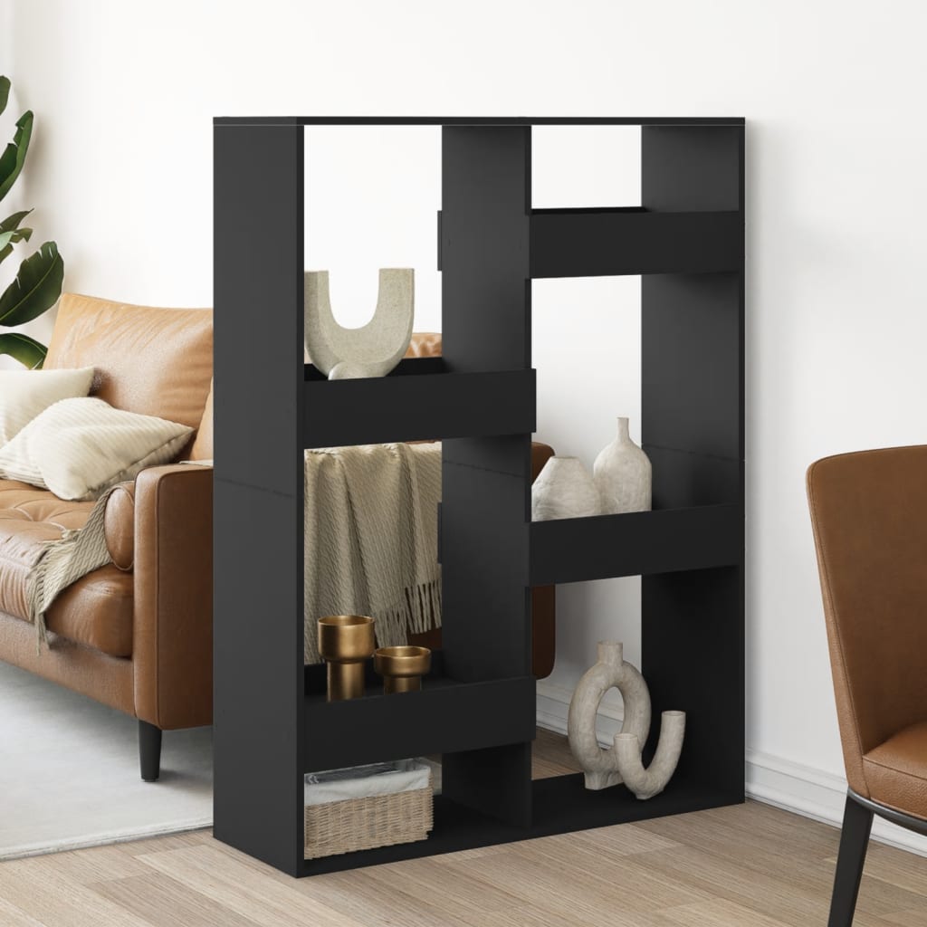 rumdeler 100x33x135 cm konstrueret træ sort