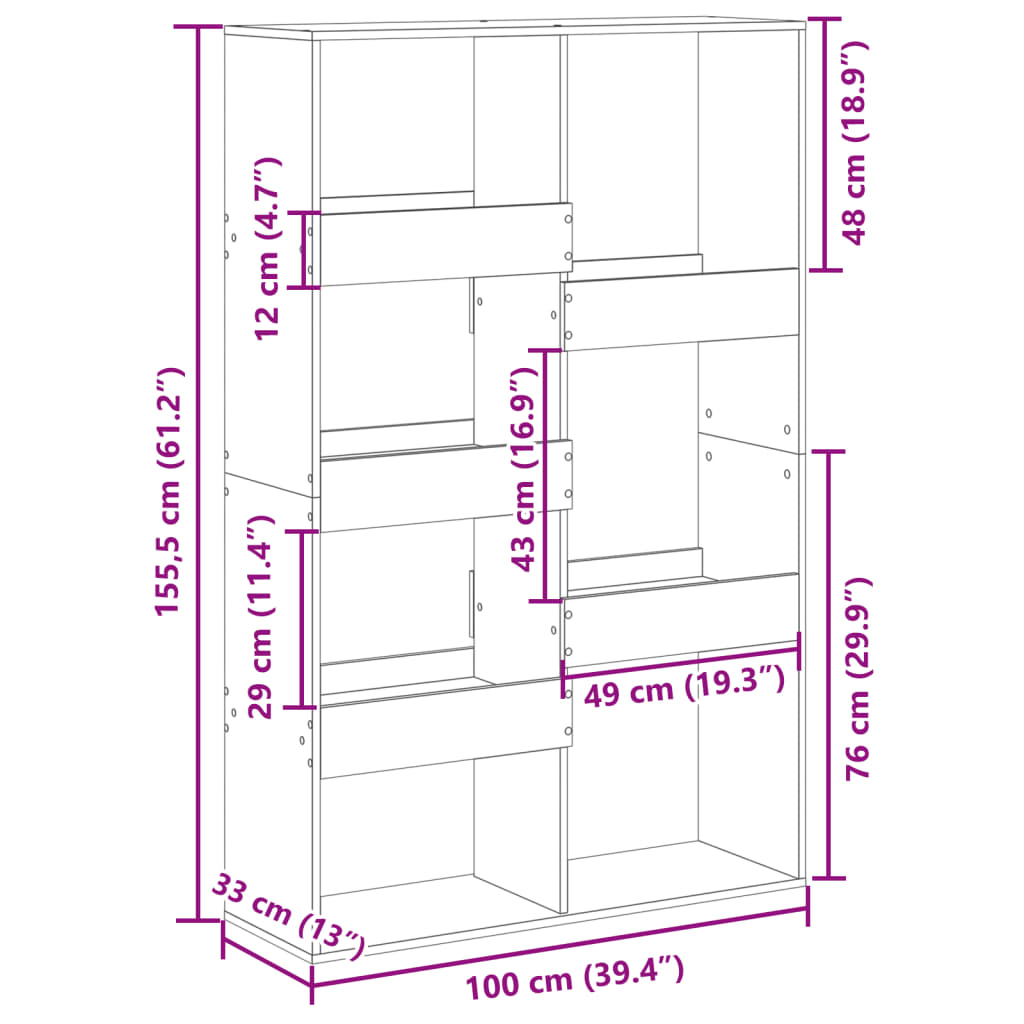 rumdeler 100x33x155,5 cm konstrueret træ antikt træ
