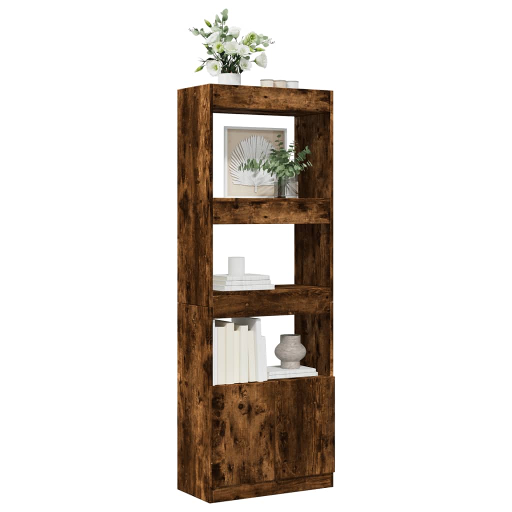 højskab 63x33x180 cm konstrueret træ røget egetræsfarve