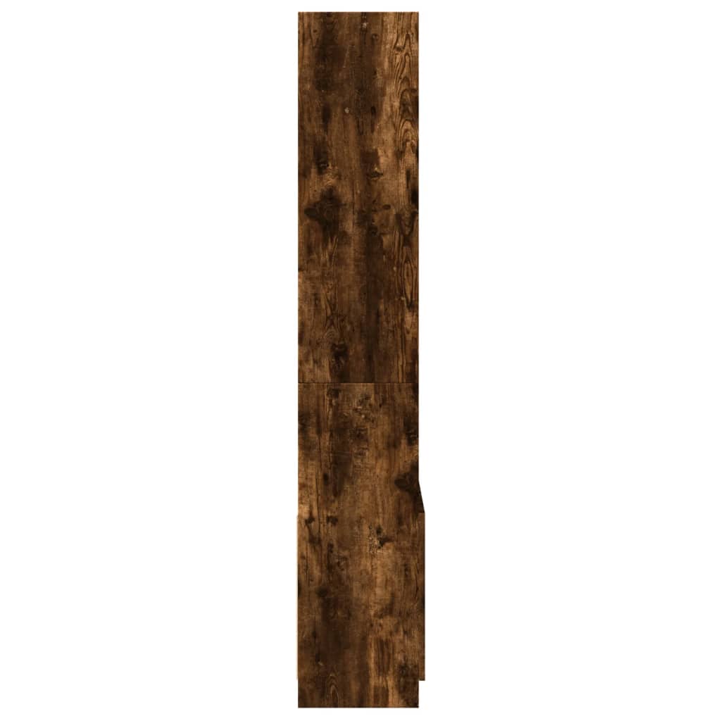 højskab 63x33x180 cm konstrueret træ røget egetræsfarve