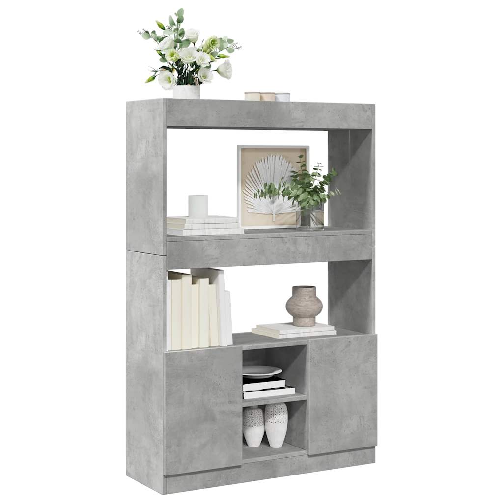 reol 92x33x140 cm konstrueret træ betongrå