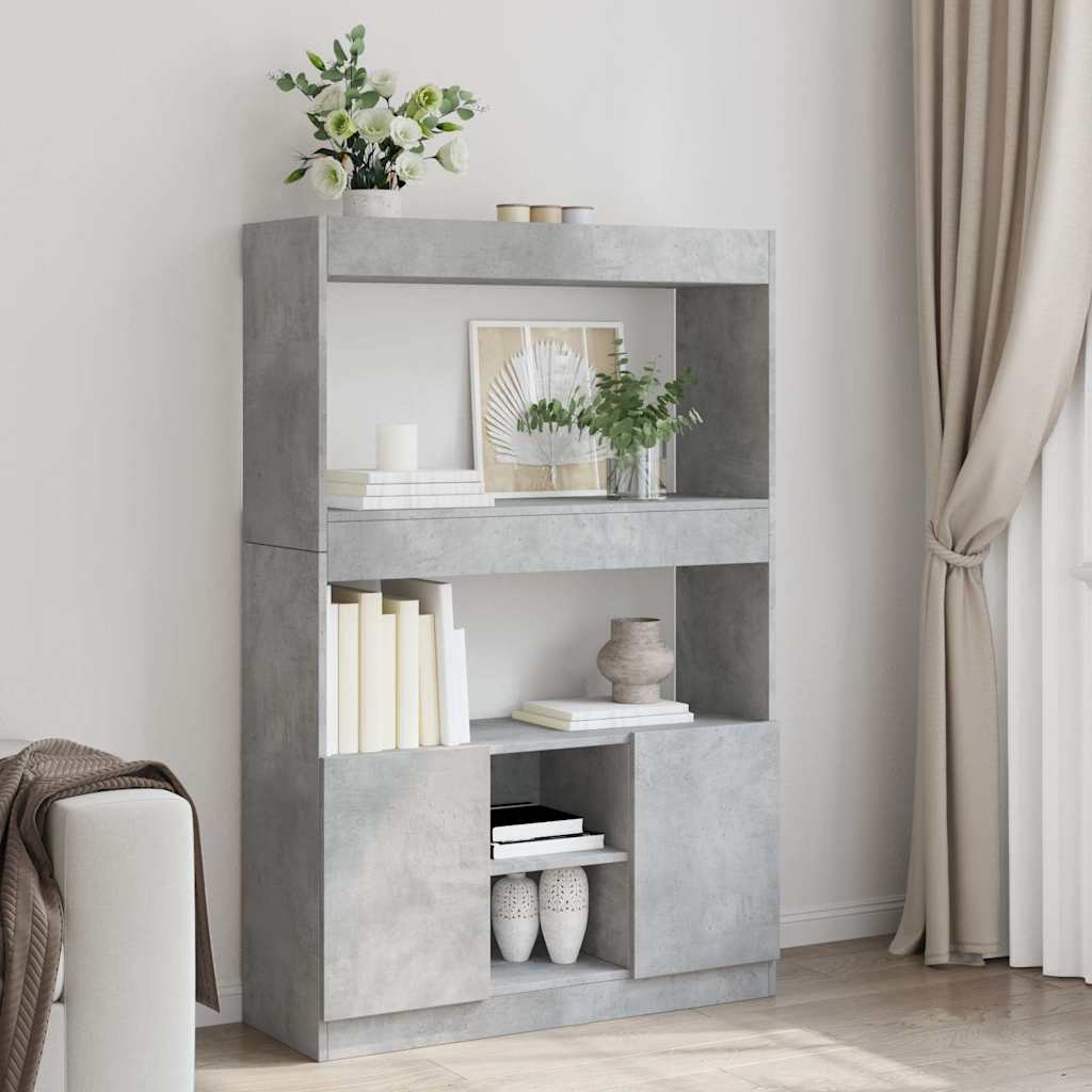 reol 92x33x140 cm konstrueret træ betongrå