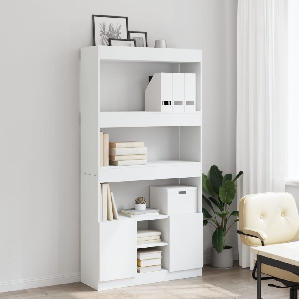 reol 92x33x180 cm konstrueret træ hvid