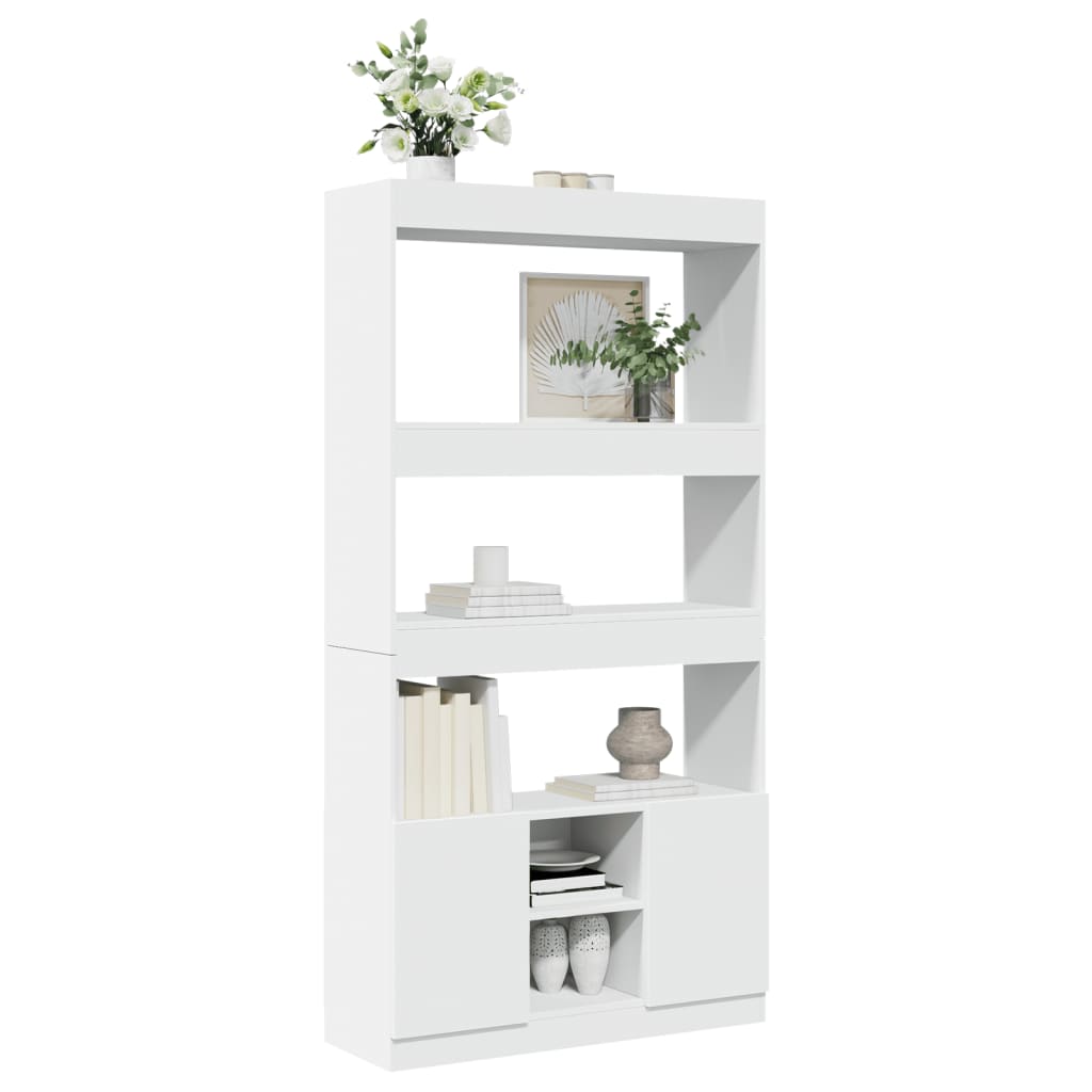 reol 92x33x180 cm konstrueret træ hvid