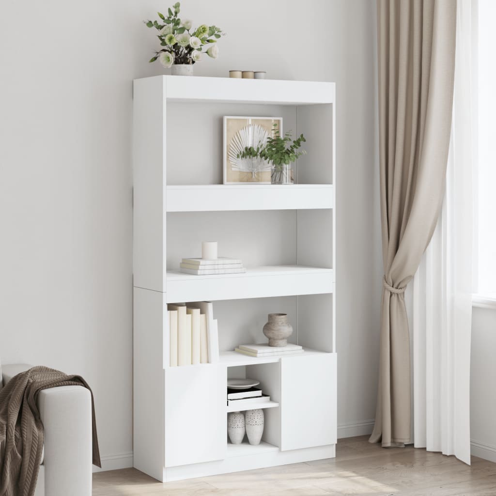 reol 92x33x180 cm konstrueret træ hvid