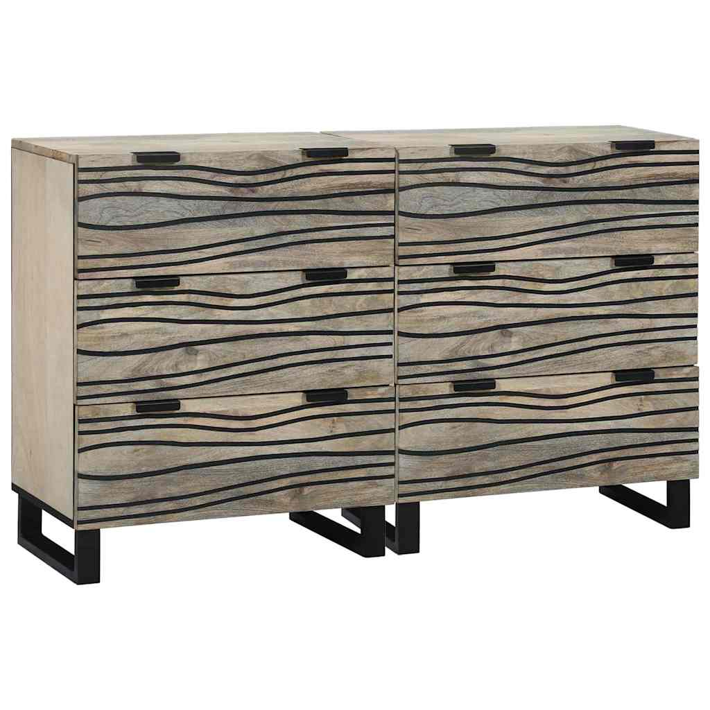 Sidetabel Sæt 2 stk. Hvid 120 x 33 x 75 cm Massivt mangotræ
