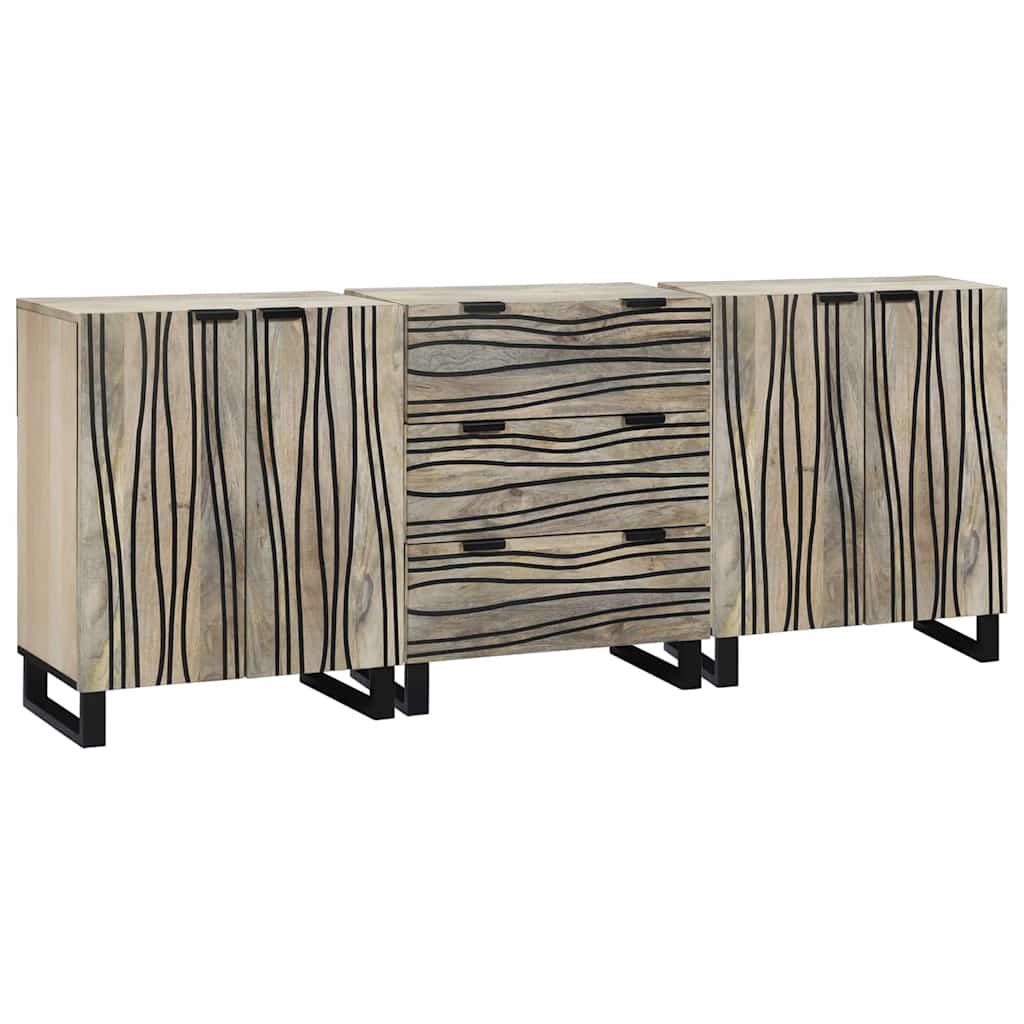 Sidetabel Sæt 3 stk. Hvid 180 x 33 x 75 cm Massivt mangotræ