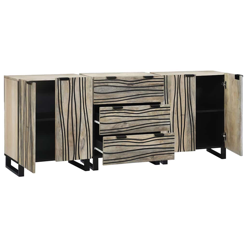 Sidetabel Sæt 3 stk. Hvid 180 x 33 x 75 cm Massivt mangotræ
