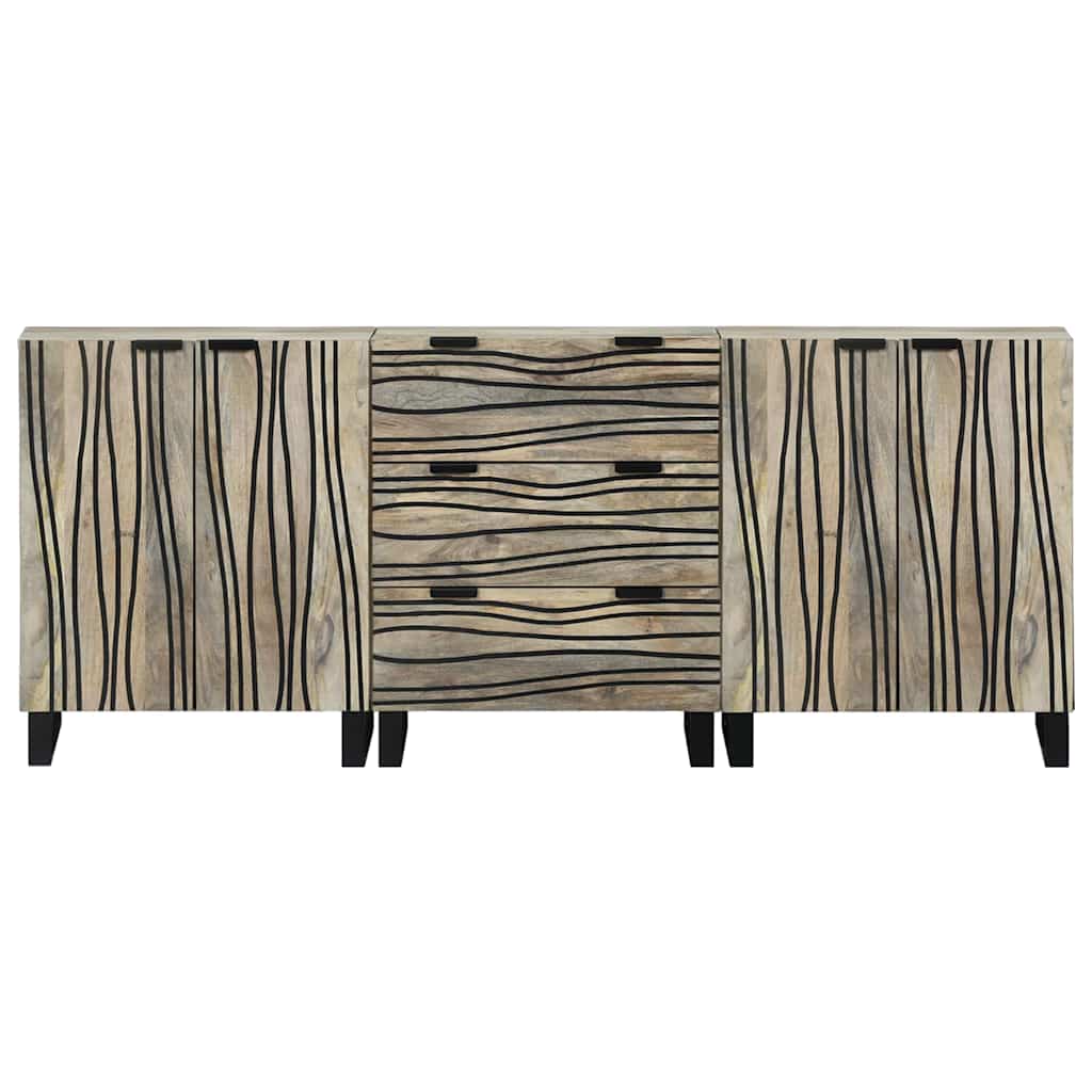 Sidetabel Sæt 3 stk. Hvid 180 x 33 x 75 cm Massivt mangotræ