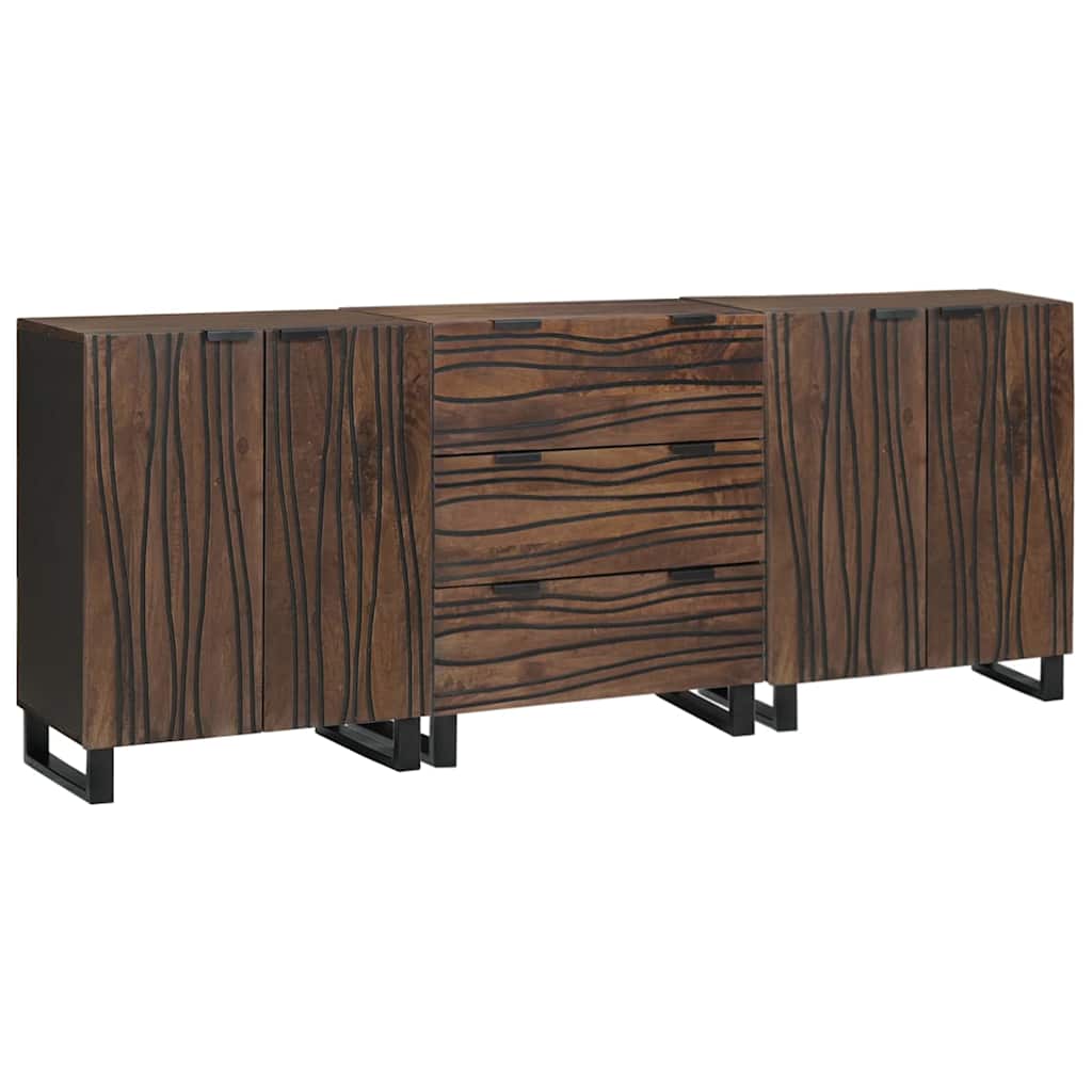 Sidetabel Sæt 3 stk. Brun 180 x 33 x 75 cm Massivt mangotræ
