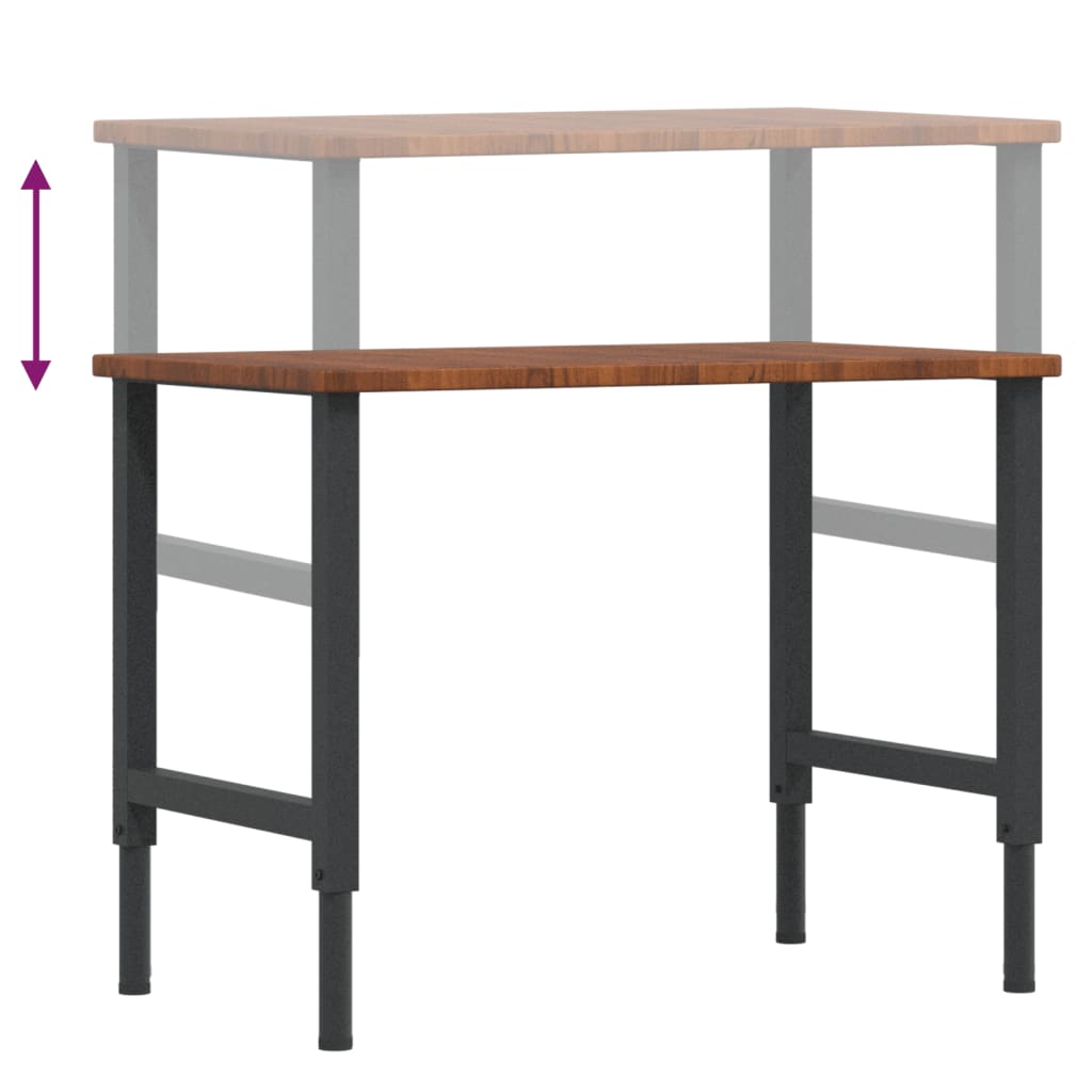 arbejdsbænk 100x60x(71,5-98) cm massivt egetræ rektangulær