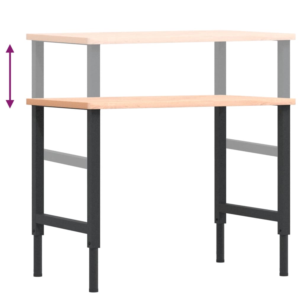 arbejdsbænk 100x60x(71,5-98) cm massivt bøgetræ rektangulær