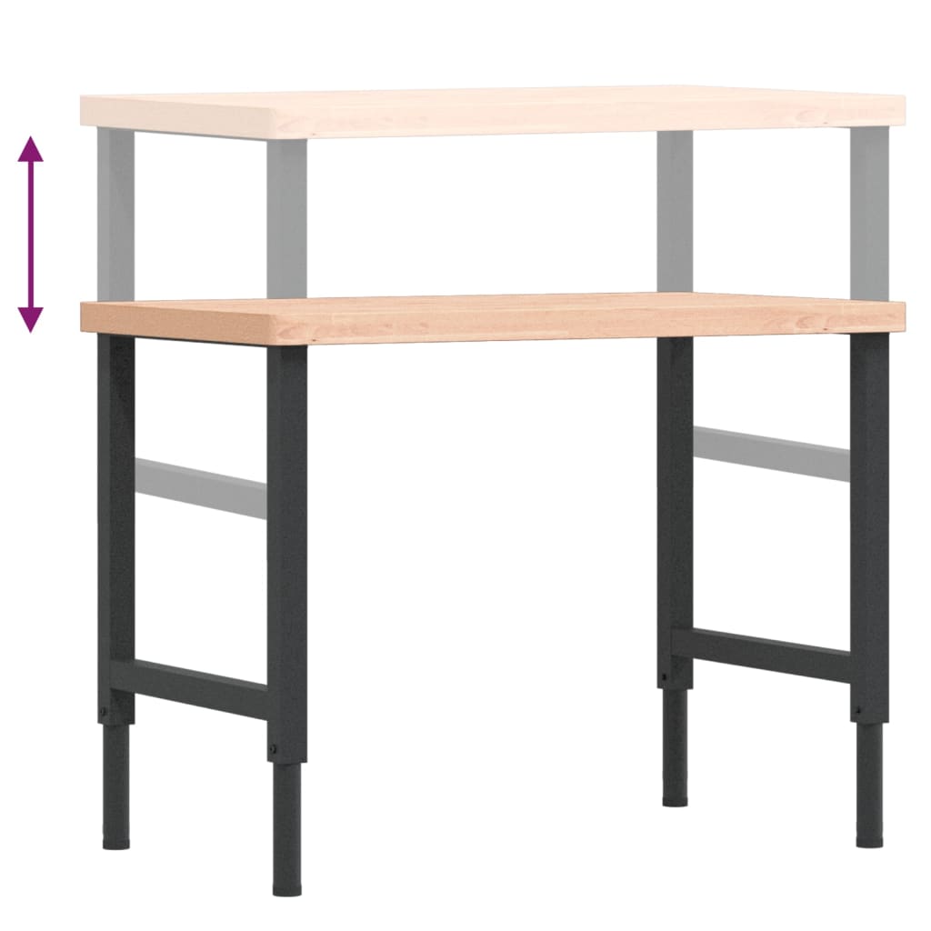 arbejdsbænk 100x60x(73-99,5) cm massivt bøgetræ rektangulær