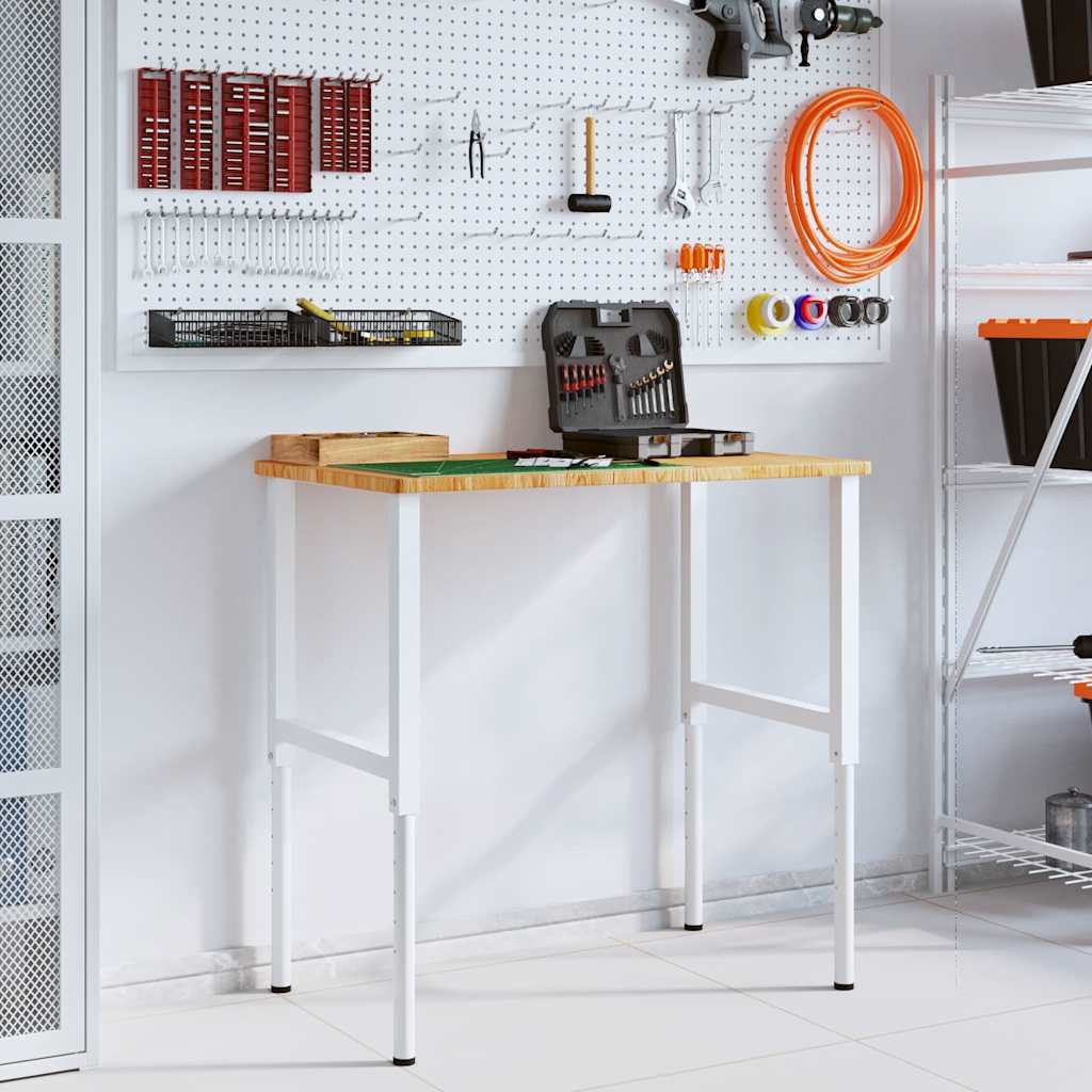 arbejdsbænk 100x60x(71,5-98) cm massivt egetræ rektangulær