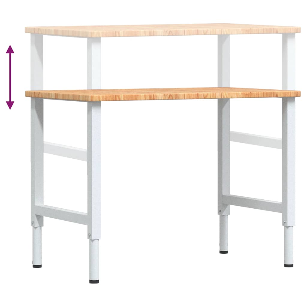 arbejdsbænk 100x60x(71,5-98) cm massivt egetræ rektangulær