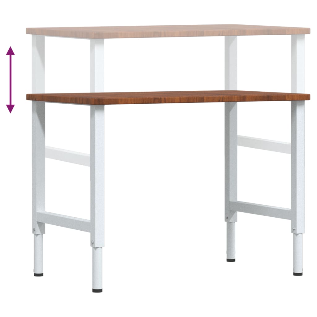 arbejdsbænk 100x60x(71,5-98) cm massivt egetræ rektangulær