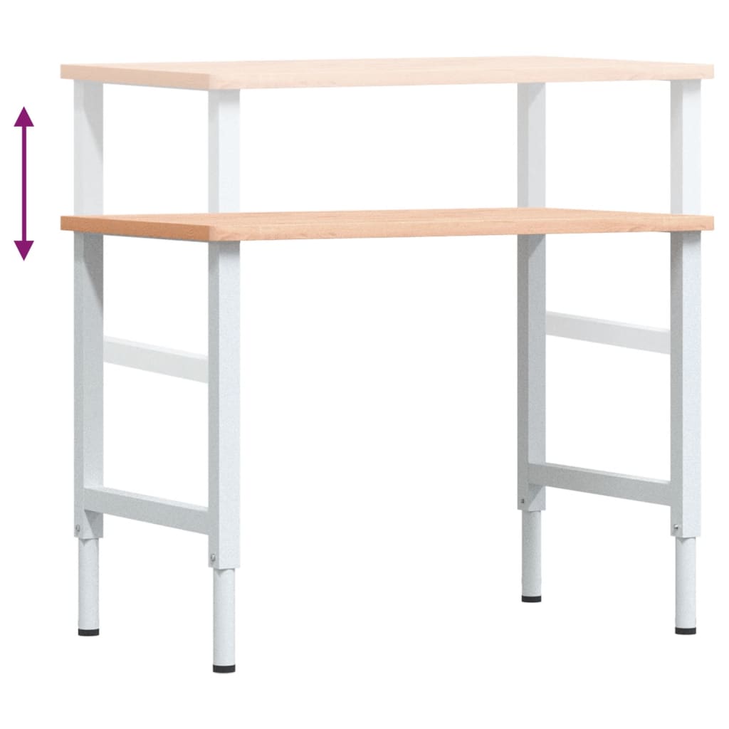 arbejdsbænk 100x60x(71,5-98) cm massivt bøgetræ rektangulær