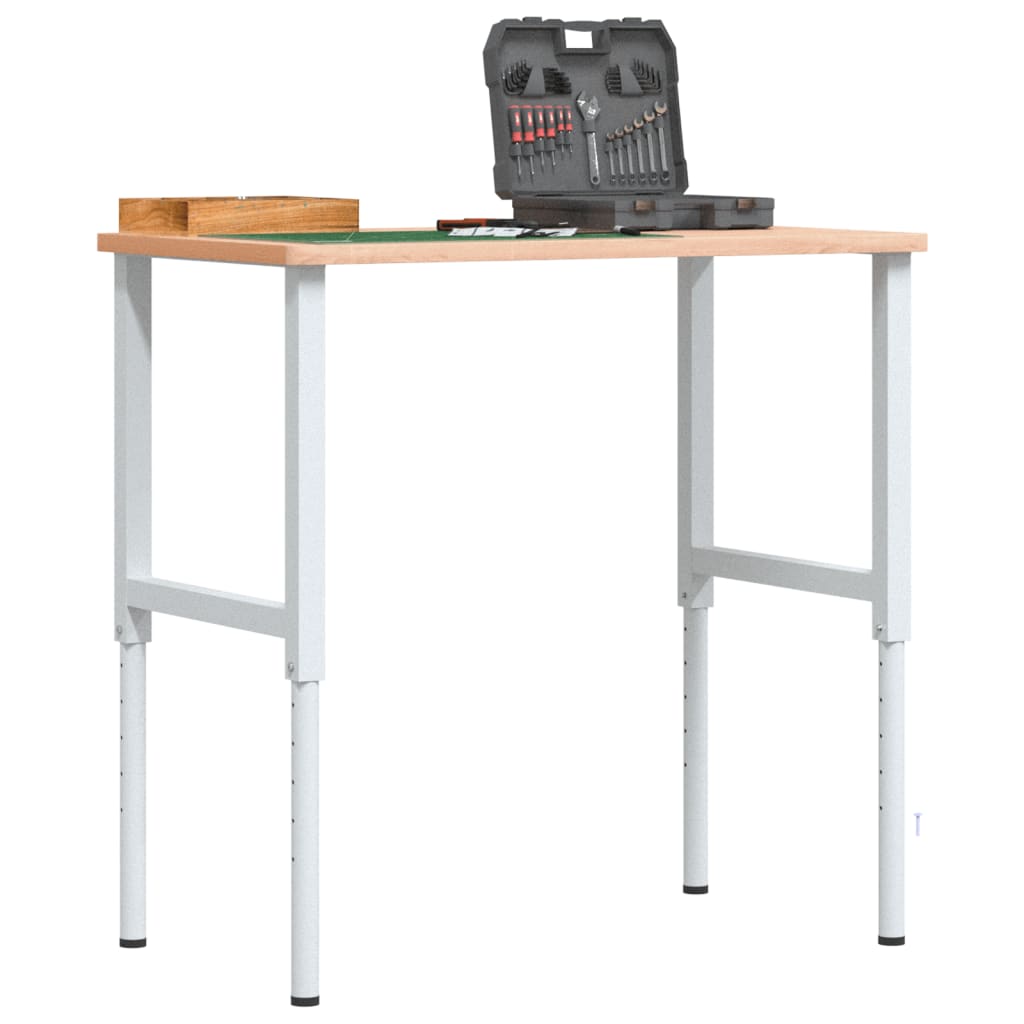 arbejdsbænk 100x60x(71,5-98) cm massivt bøgetræ rektangulær