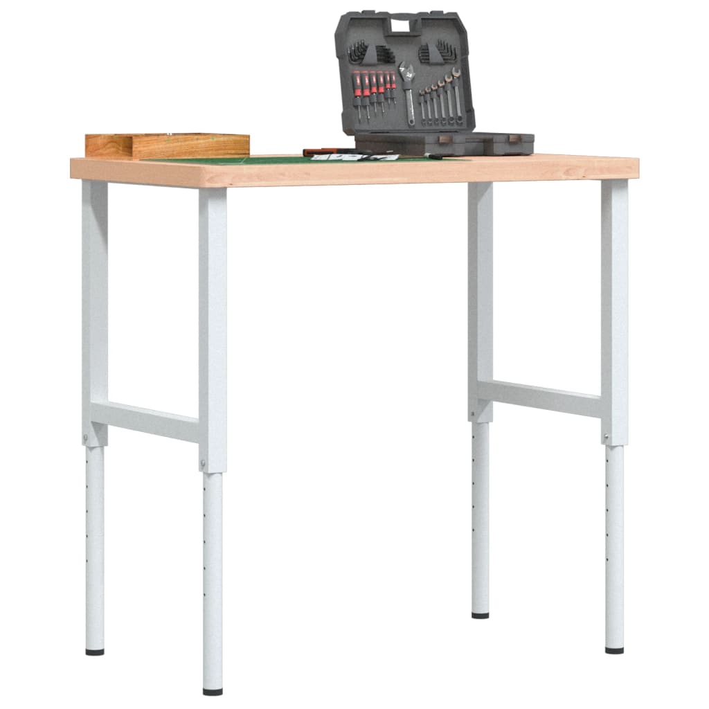 arbejdsbænk 100x60x(73-99,5) cm massivt bøgetræ rektangulær