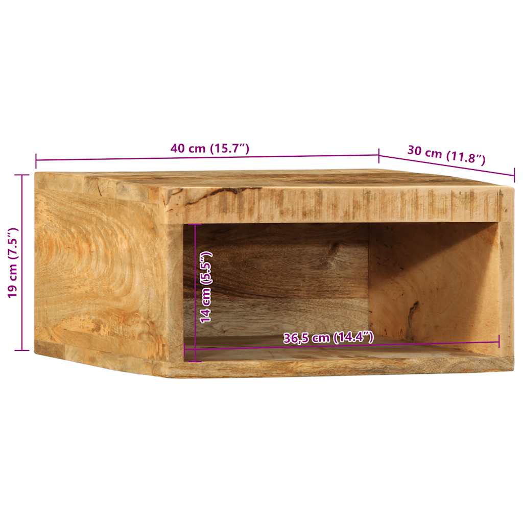 væghængt tv-skab 40x30x19 cm massivt ru mangotræ