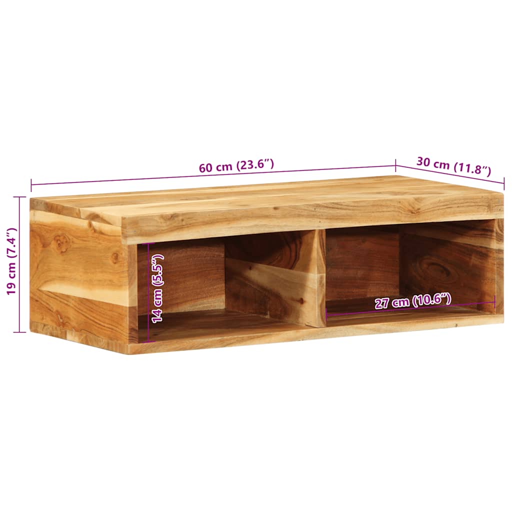 væghængt tv-skab 60x30x19 cm massivt akacietræ