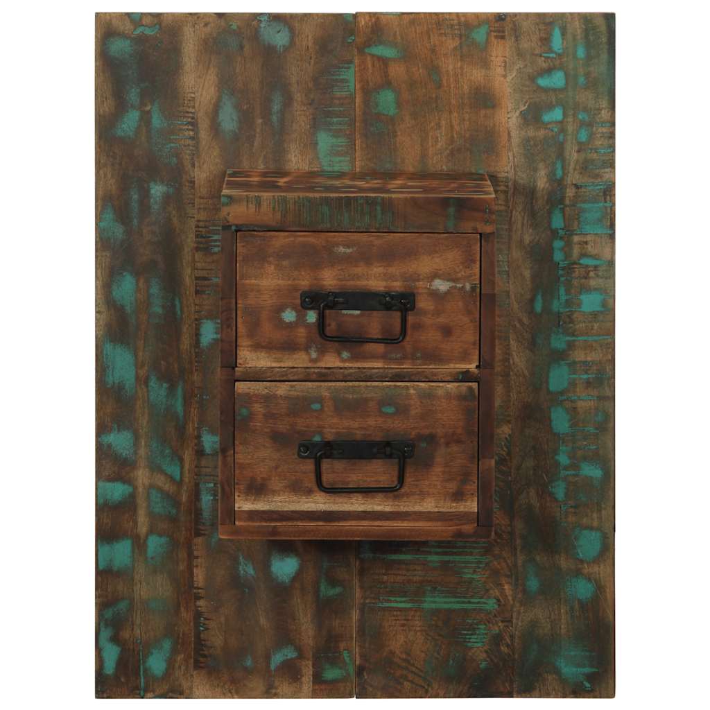 sengeskab 60x32x80 cm massivt genbrugstræ flerfarvet