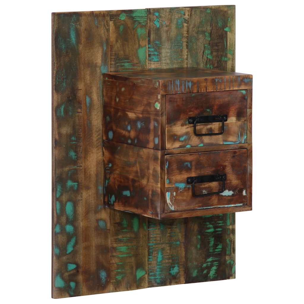 sengeskab 60x32x80 cm massivt genbrugstræ flerfarvet