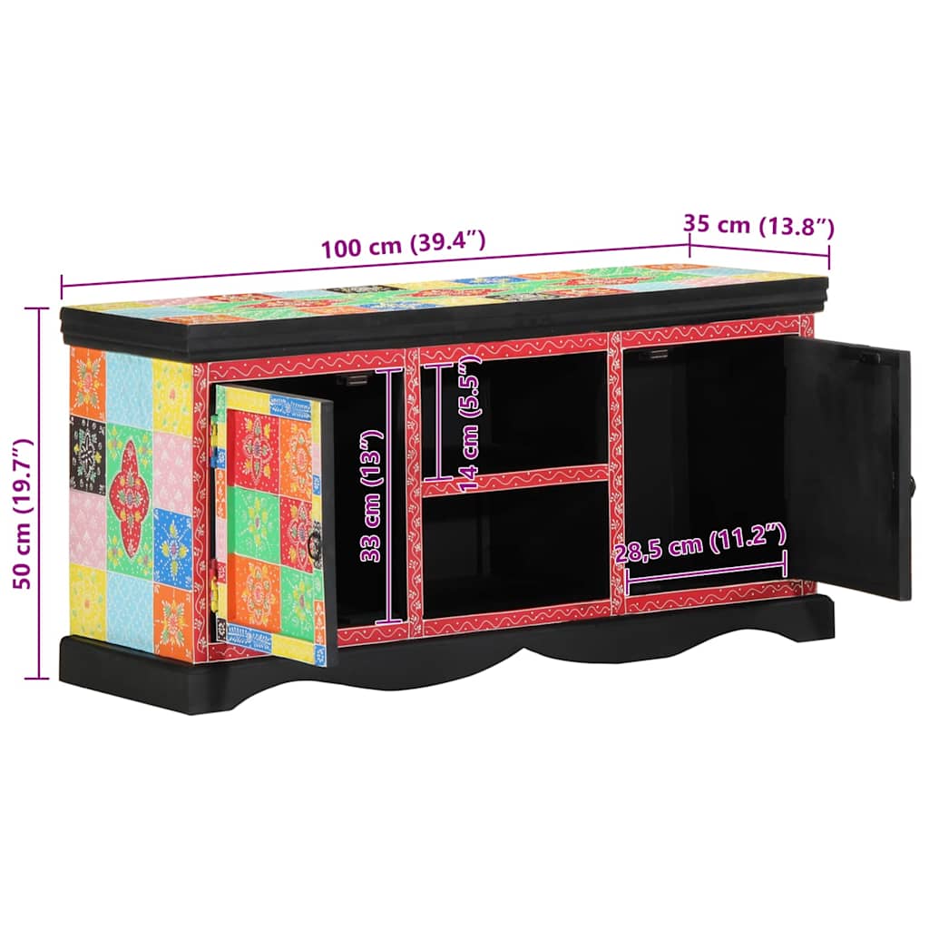 TV-skab 100 x 35 x 50 cm Flerfarvet Massivt mangotræ
