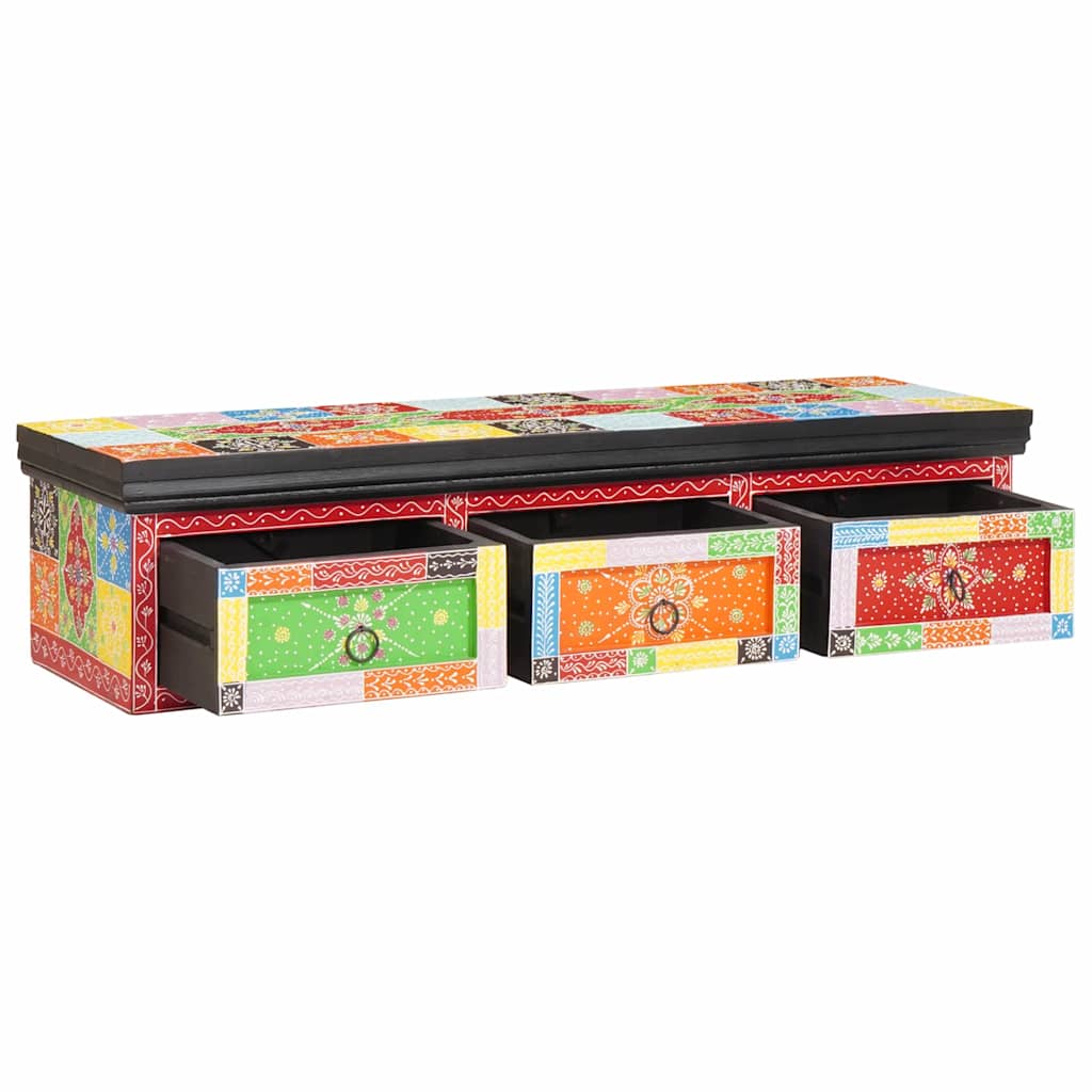 TV-skab med skuffe Flerfarvet 100 x 30 x 24 cm Massivt mangotræ
