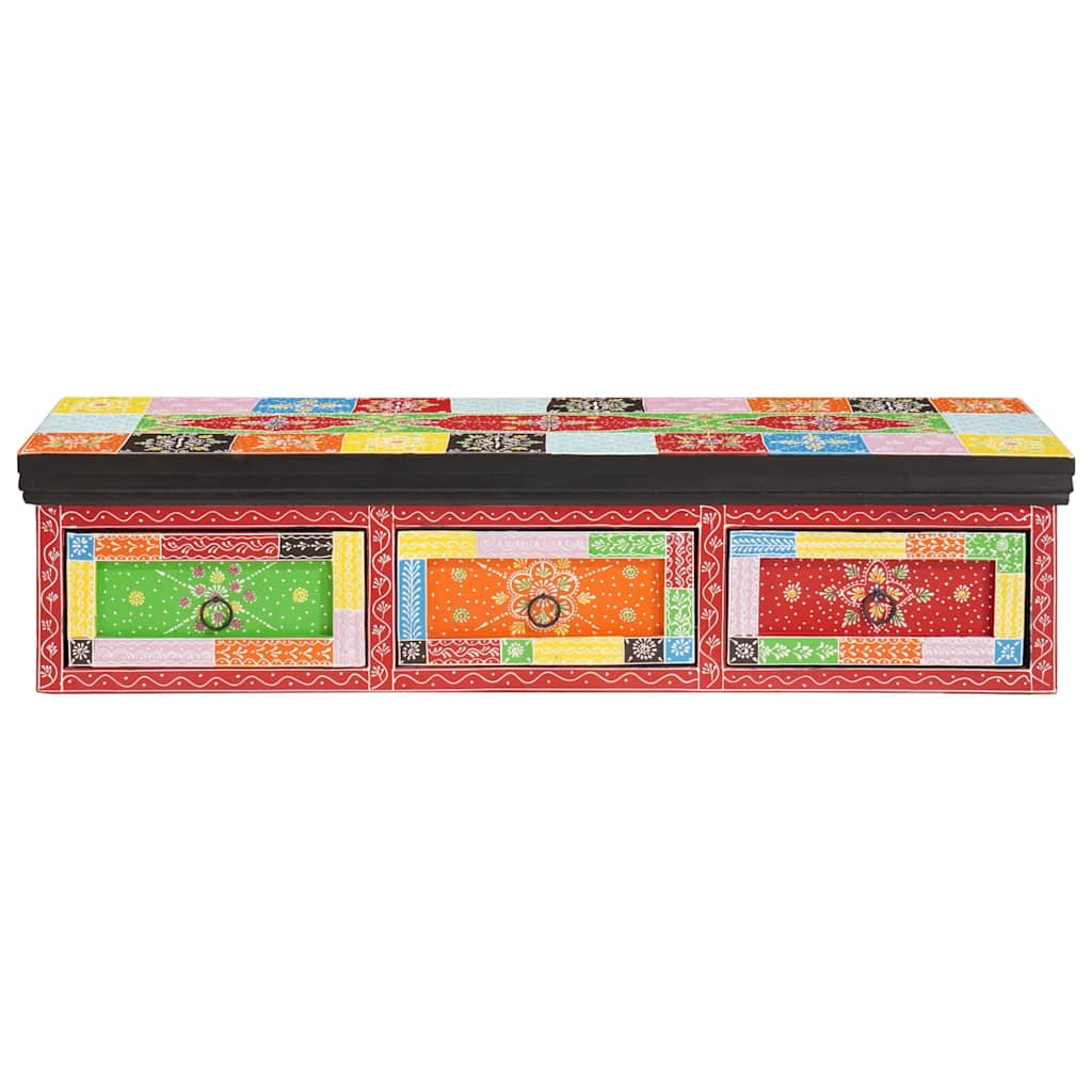 TV-skab med skuffe Flerfarvet 100 x 30 x 24 cm Massivt mangotræ