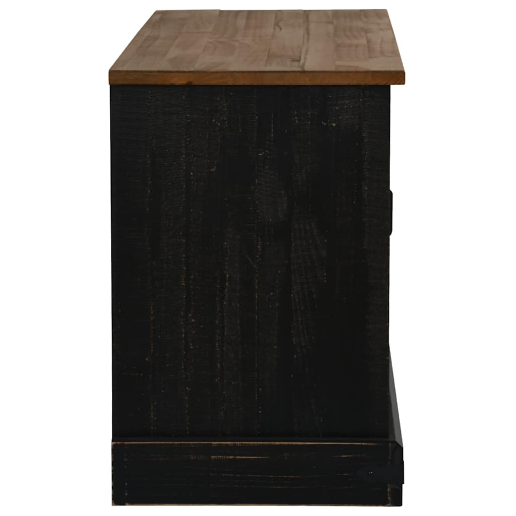 tv-bord HALDEN med skydedør 110x40x60 cm massivt træ sort