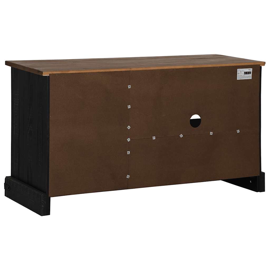 tv-bord HALDEN med skydedør 110x40x60 cm massivt træ sort