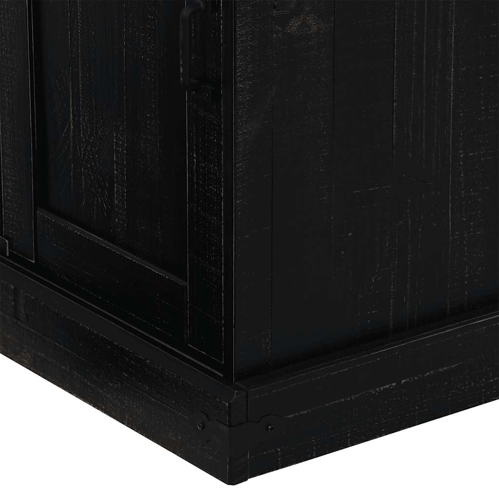 skænk HALDEN med skydedør 80x40x80 cm massivt træ sort