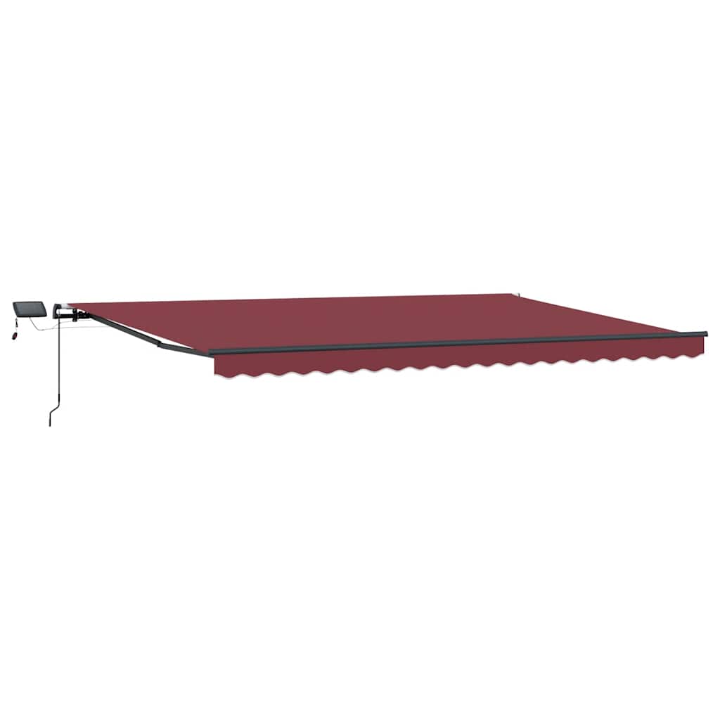 markise med LED-lys 500x300 cm manuel betjening bordeauxfarvet