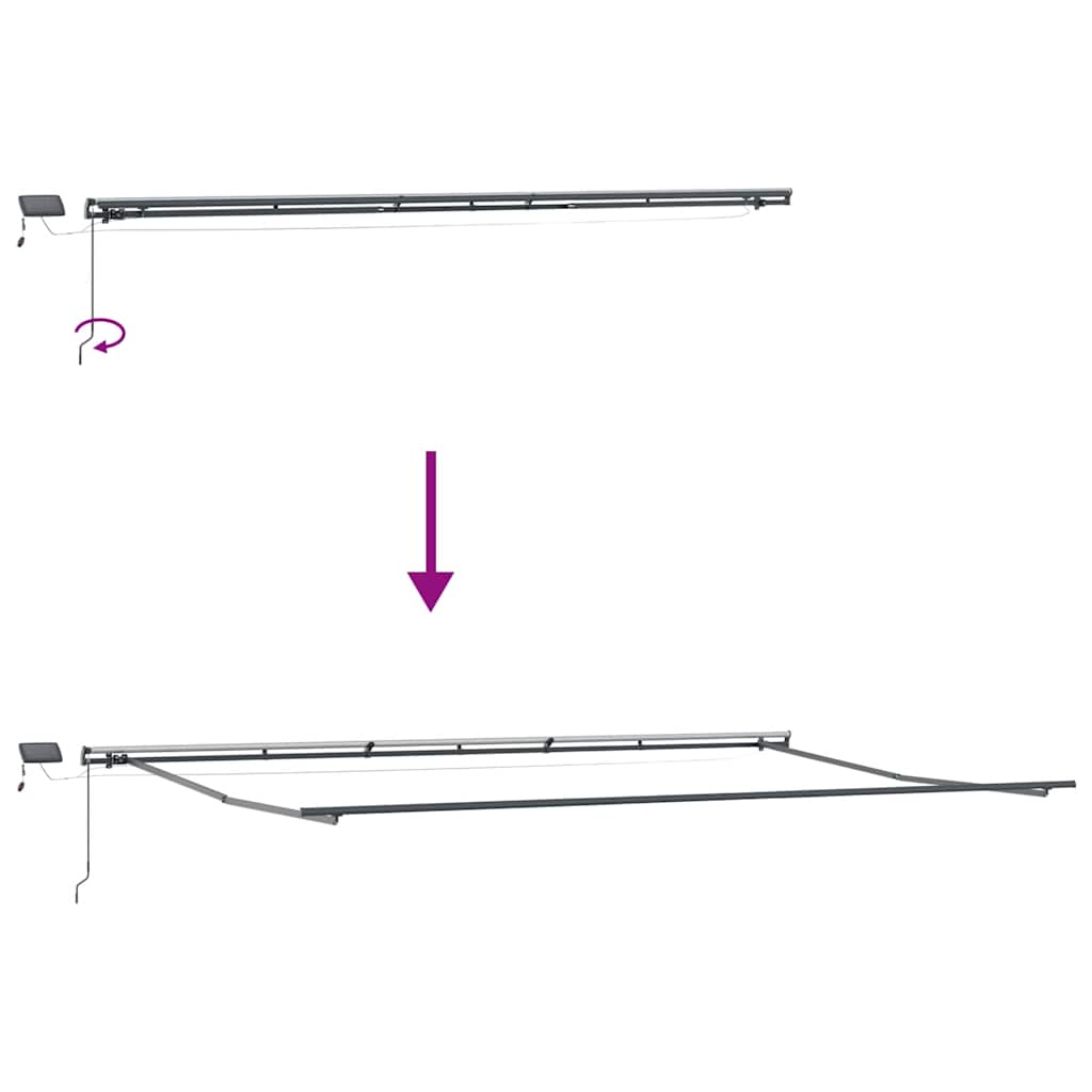 markise med LED-lys 600x300 cm manuel betjening bordeauxfarvet