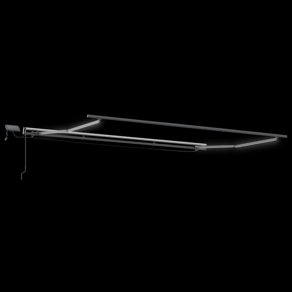 markise med LED-lys 400x300 cm automatisk betjening brun