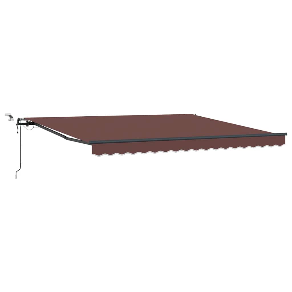 markise med LED-lys 400x300 cm automatisk betjening brun