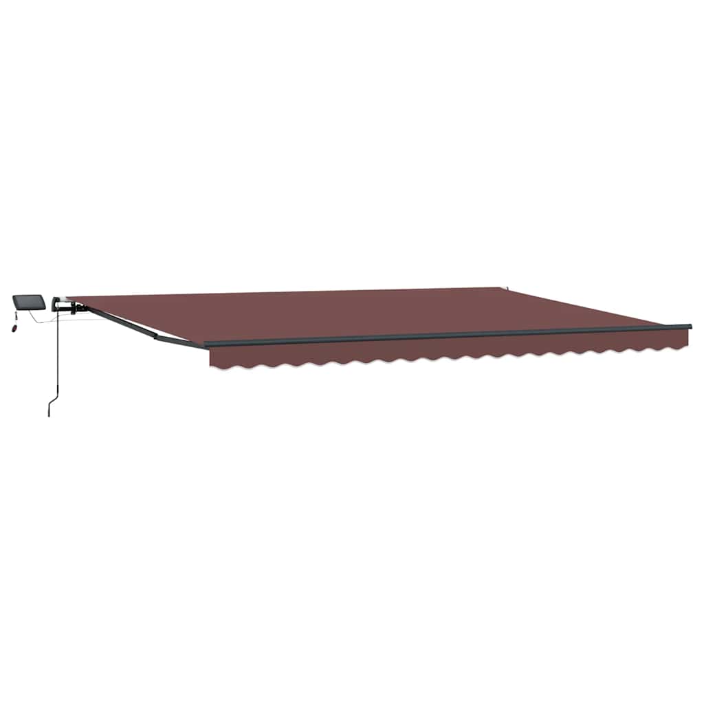 markise med LED-lys 500x300 cm automatisk betjening brun