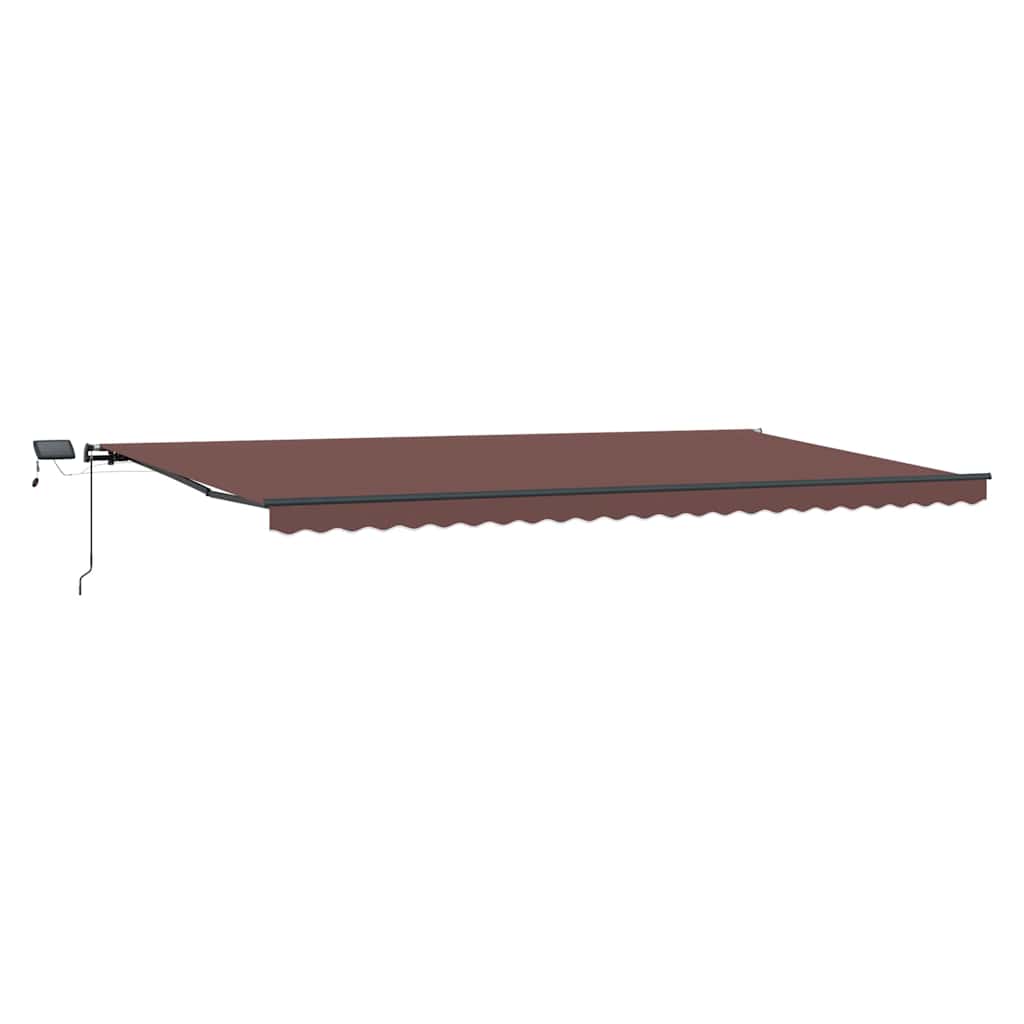 markise med LED-lys 600x300 cm automatisk betjening brun