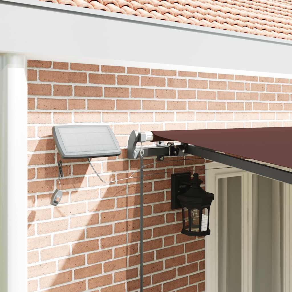 markise med LED-lys 600x300 cm automatisk betjening brun