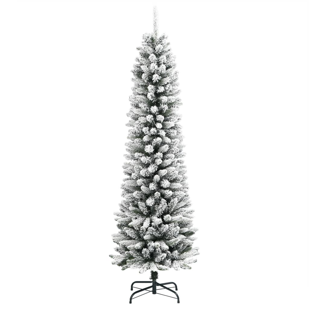 kunstigt smalt juletræ med sne 180 cm PVC og PE