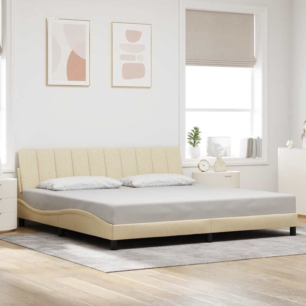 sengeramme uden madras Hanko 200x200 cm stof cremefarvet
