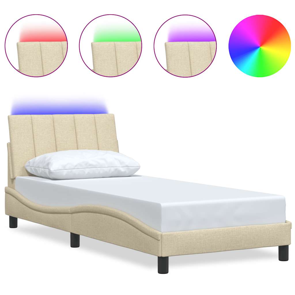 sengeramme uden madras Hanko 90x190 cm stof cremefarvet